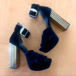 Black Velvet and Gold Alice + Olivia Platform Heels